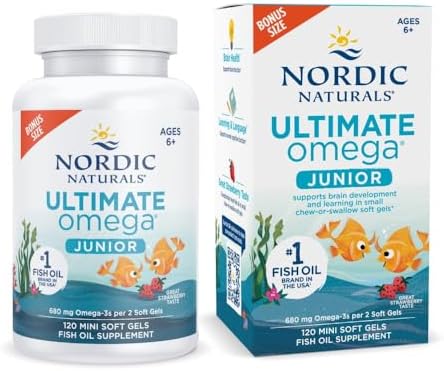 Nordic Naturals Ultimate Omega Jr. for Kids, Strawberry - 120 Mini Soft Gels