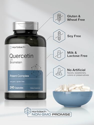 Horbäach Quercetin with Bromelain Supplement | 240 Capsules | Non-GMO and Gluten Free