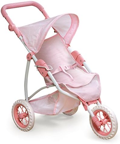 Badger Basket Foldable Jogging Style Doll Stroller - Adjustable Handle, Canopy, Straps & Basket - Fits 18-22" Dolls