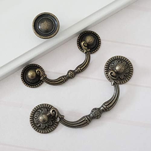 3" Vintage Look Drop Bail Dresser Drawer Pulls Handles Knob Antique Bronze Rustic Cabinet Door Knobs Handle Pull 76 (1, 3" Hole Centers)