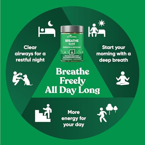 Breathe Inhaler Support Supplement - Sinus, Lungs, Open & Clear Airways - Seasonal Nasal Health, Bronchial Wellness, Healthy Chest - Quercetin, Vitamin D, Bromelain Pills - 60 Vegetarian Soft Capsules