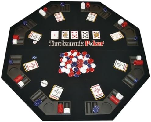 Poker Table Topper - Foldable Texas Hold 'Em Set with Carry Case, 300 Poker Chips, 2 Decks of Cards, and Dealer and Blind Buttons by Trademark Poker