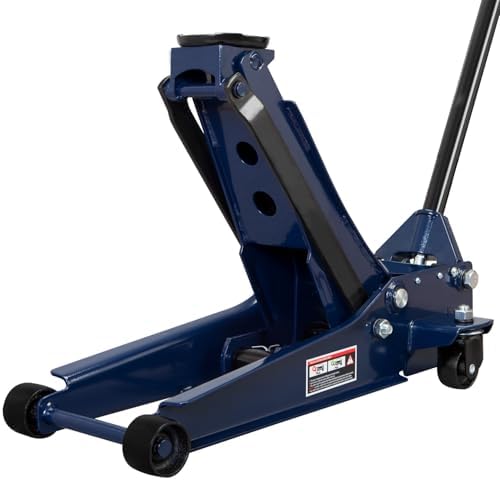 TCE TCET825051 Torin Hydraulic Low Profile Trolley Service/Floor Jack with Single Piston Quick Lift Pump, 2.5 Ton (5,000 lb) Capacity, Blue