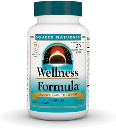 Source Naturals Wellness Formula, Advanced Immune Support* - 180 Tablets | Bio-Aligned Vitamins & Herbal Defense with Vitamin C Plus 30 other Vitamins, Minerals & Herbs for Immune System Support*