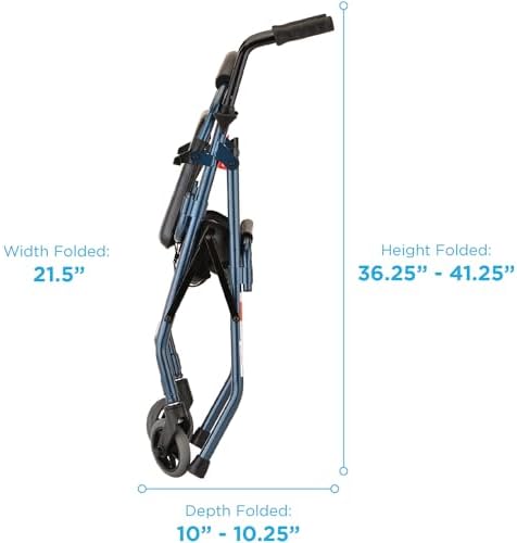 NOVA Cruiser 2 Lightweight Rollator Walker for Beginning Gait Training, 11 lb Foldable Rolling Walker with Seat, Stable Support for Early Mobility