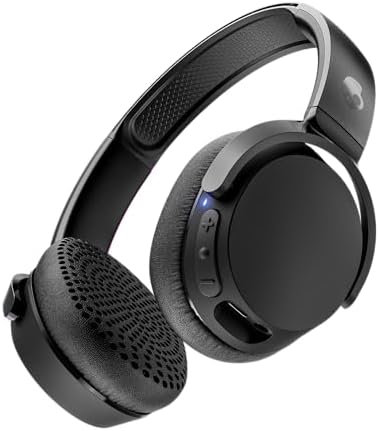 Skullcandy Riff On-Ear Wired Headphones with 3.5mm AUX Plug - Black | Travel Ready with 3.5mm Wired Connection, Built-In Microphone, Foldable Lightweight Comfortable Design, Durable Headband