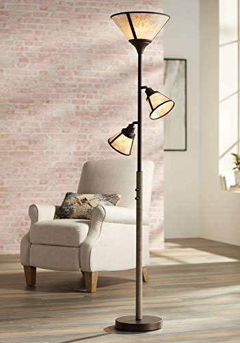Plymouth 72" Bronze and Mica Torchiere Floor Lamp Living Room