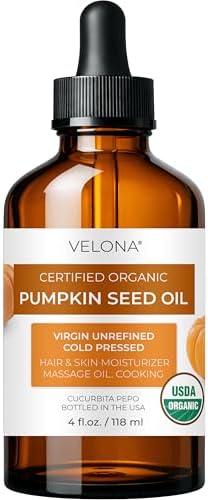 velona Pumpkin Seed Oil USDA Certified Organic - 4 Fl Oz | 100% Pure and Natural Carrier Oil | Unrefined, Cold Pressed | Cooking, Face, Hair