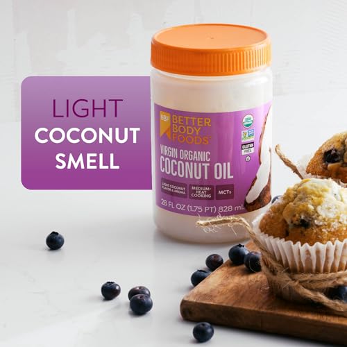 BetterBody Foods Unrefined Coconut Oil 28 Fl Oz, Organic, Non-GMO