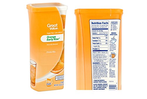 Great Value Drink Mix, Sugar Free, Early Rise Orange