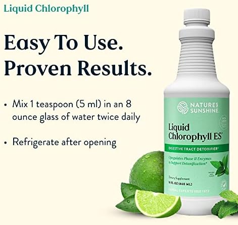 Nature's Sunshine Liquid Chlorophyll Extra Strength - Immunity Support, Detox & Cleanse, Chlorophyll Liquid Drops with Spearmint Oil, Natural Energy Boost, Internal Deodorant - 16 Fl Oz