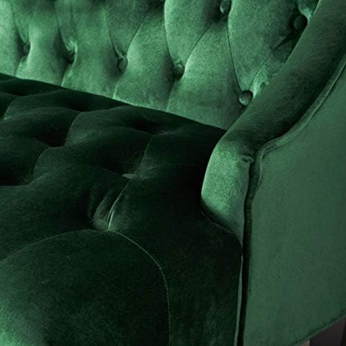 Christopher Knight Home Leora Modern Glam Tufted Velvet Wingback Loveseat, Emerald / Dark Brown