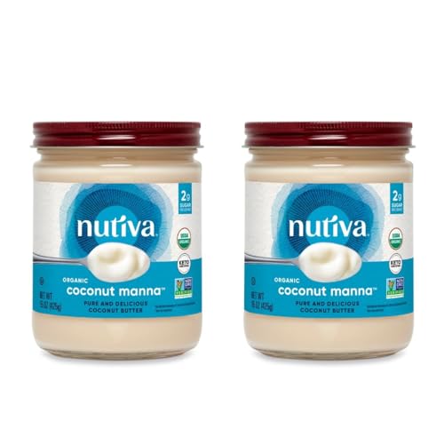 Nutiva Organic Coconut Manna Puréed Coconut Butter, 15 Oz (Pack of 2), USDA Organic, Non-GMO, Whole 30 Approved, Vegan, Gluten-Free & Keto