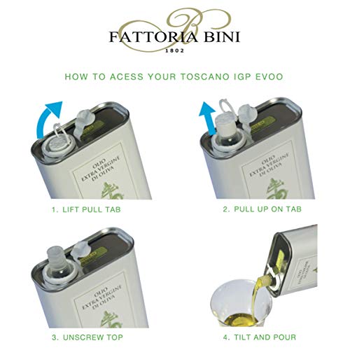 Fattoria Bini Tuscany Extra Virgin Olive Oil from Italy – 2025 Gold Award Winner, 900+ mg/kg Polyphenol-Rich Cold-Pressed evoo – No pesticides