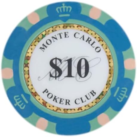 Brybelly Monte Carlo Premium Poker Chips (50-Pack) Heavyweight 14-Gram Clay Composite