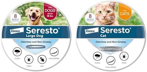 Seresto Large Dog for Dogs Over 18 lbs. & Seresto for Cats Vet-Recommended Flea & Tick Treatment & Prevention Collars | 8 Months Protection Each