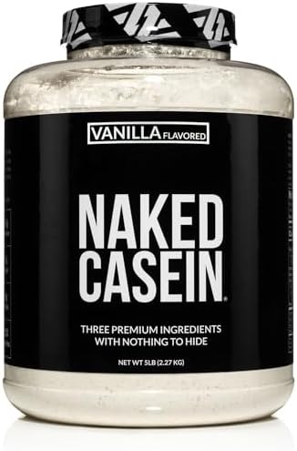 NAKED Casein - Vanilla Micellar Casein Protein - 5 Pound Bulk, NSF Certified, GMO-Free, Gluten-Free, Soy-Free, Preservative-Free - Stimulate Muscle Growth - Enhance Recovery - 61 Servings