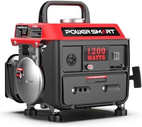 PowerSmart 1200 Watt Portable Generator, Small Generator for Camping | Ultralight 34LBS, Portable with Built-in Handle, Gas Powered, Fuel Efficient