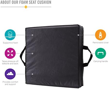 DMI Comfort Seat Cushion for Soft and Firm Support on Wheelchairs, Office Chairs, Dining Chairs and Stadium Seats, Standard Foam, 16 x 16 x 4, Black