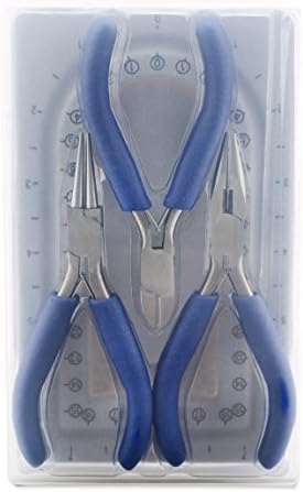 Beadalon 202K-050 Travel Tool Kit, Chain Nose Pliers, Round Nose Pliers, Cutter & Mini Bead Board, with Plastic Case Tools