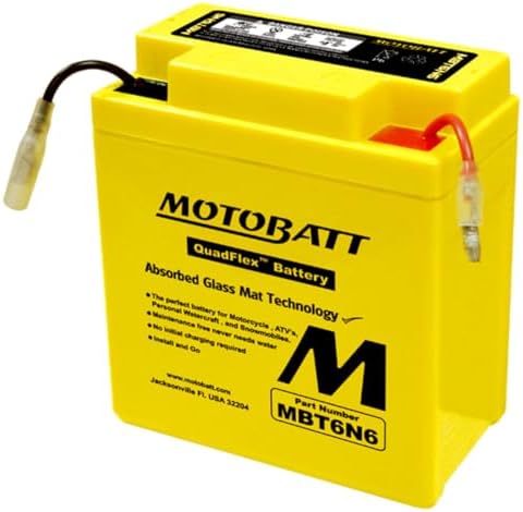 MotoBatt MBT6N6 (6V 6 Amp) AGM Motorcycle Battery | 6 Volt Sealed Lead Acid Battery Replacement for Motorcycles | Factory Activated Maintenance Free