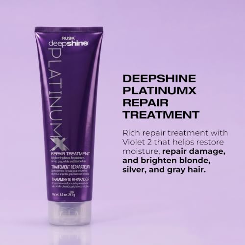 RUSK Deepshine PlatinumX Repair Treatment, Repairs and Moisturizes Chemically Treated or Damaged Hair, Adds Shine to Platinum, Blonde, Gray