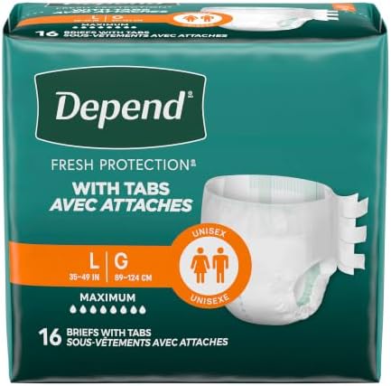 Depend Adult Diapers with Tabs, Incontinence Protection with Tabs, Unisex, Small/Medium (19–34" Waist, Up To 170 lbs), Maximum Absorbency, 60 Count (3 Packs of 20)