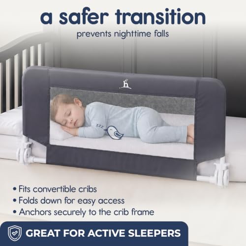 Hiccapop Convertible Crib Bed Rail for Toddlers, Crib Rail Guard, White