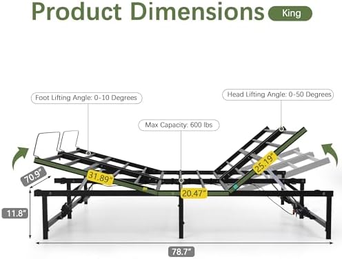 Adjustable Bed Frame Twin XL Electric Adjustable Bed Base | Head & Foot Incline, Ultra Quiet Motor, Remote Control, Fits Most Mattresses, Reduces Snoring & Boosts Circulation