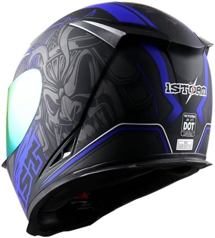 1Storm Motorcycle Full Face Helmet Skull King Matt Black + One Extra Clear Shield: HJK311