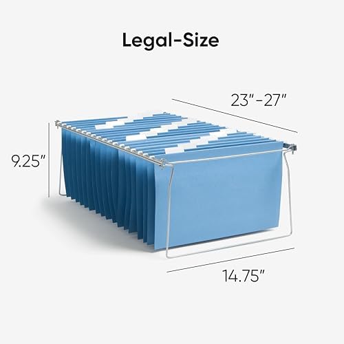 Smead Steel Hanging File Folder Frames, 2 Count, Gray, Adjustable Depth 23" to 27", Legal Size (64873)