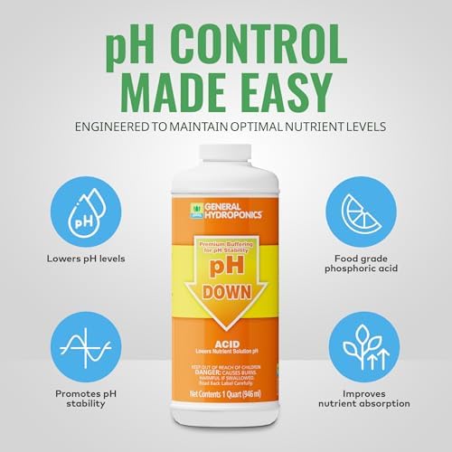 General Hydroponics pH Up Liquid Premium Buffering For pH Stability, Quart