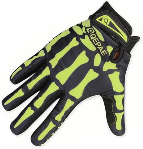 Azarxis Skeleton Gloves Adjustable Lightweight Racing Skull Sports Work Bone Gloves Anti-Slip Breathable for Men & Women Motorcycle, Cycling, Biking