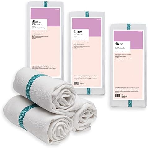 Diane 100% Cotton Barber Towels, 15"x26", Soft and Absorbent Multipurpose Towels for Salon, Spa, and Barber Shop Use, Machine Washable, White, 12 Pack