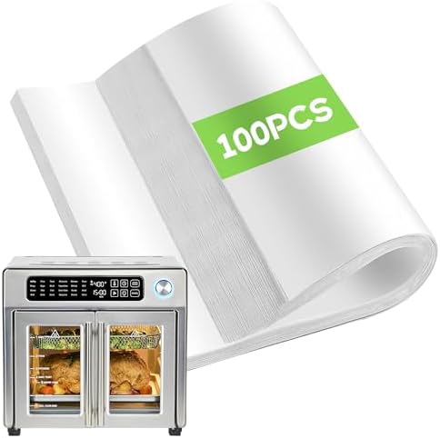 120PCS Air Fryer Liners Disposable for Emeril Lagasse 26QT Air Fryer | Unbleached Non-Stick Parchment Paper Sheets Accessories for Emeril Lagasse French Door 360 Air Fryer 26QT Toaster Oven