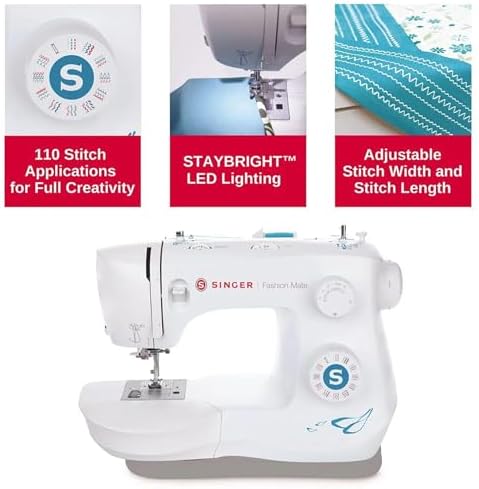 SINGER Fashion Mate™ 3342 Lightweight & Portable Sewing Machine with Accessory Kit | 32 Built-In Stitches, Free Arm, Full Metal frame