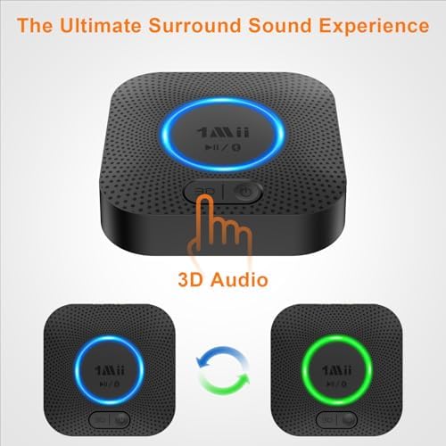 1Mii B06+ Bluetooth Receiver, Hi-Fi Wireless Audio Adapter, Bluetooth 5.3 Receiver with 3D Surround aptX HD aptX Low Latency for Home Music Streaming Stereo System