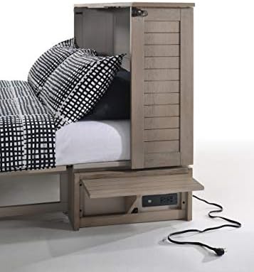 Night & Day Furniture Poppy Brushed Driftwood with Mattress Murphy Cabinet Bed, Queen,