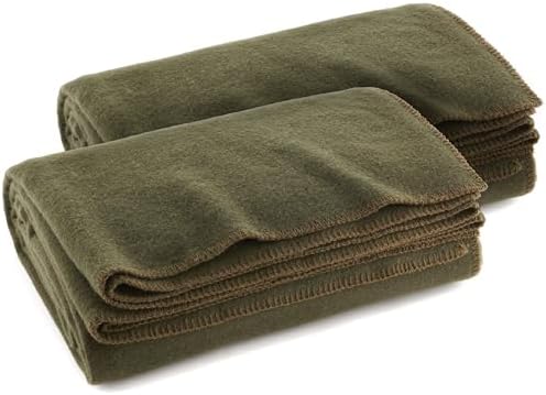 Olive Drab Green Warm Fire Retardant Blanket, 66" x 90" (80% Wool)-US Military Style