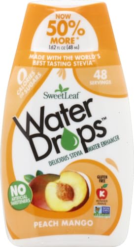 SweetLeaf Water Drops, Peach Mango – Sugar-Free Water Enhancer Drops, Stevia & Monk Fruit Sweetener Water Flavoring, 1.62 Oz (Pack of 6) | Stevia Water Enhancer, Sugar Free, Zero Calorie Additive, Contains Monk Fruit Extract, Gluten Free, Keto Friendly