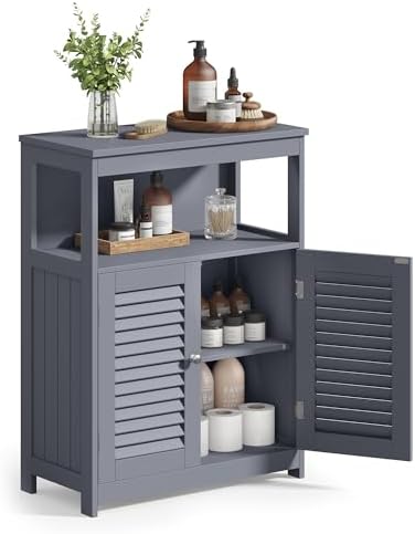 VASAGLE Bathroom Storage Cabinet, with 2 Doors, 31.5" H, Cloud White