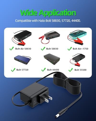 14V Charger Fit for Halo Bolt Air 58830 57720 44400 55500 Air+1750 Car Jump Starter ACDC Compact Wireless 1201 Replacement AC Adapter Power Cord