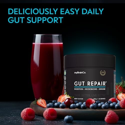 myBrainCo. Gut Repair – Gut Health & Digestion Support Powder for IBS, Bloating, Reflux & Leaky Gut – Low FODMAP Certified with Probiotics
