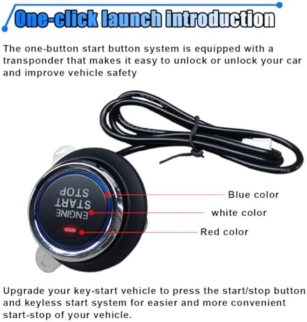 BDZMC Car Push Engine Start Button Kit | Upgrade Push to Start Ignition Kit, Smart Keyless Go System for Most DC12V Cars
