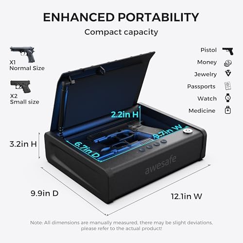 awesafe Biometric Gun Safe for Pistol, 3 Ways Quick Access with Fingerprint Digital PIN Key