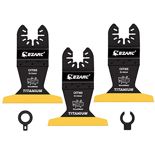 EZARC Titanium Oscillating Tool Blades, Oscillating Multitool Blades for Metal, Wood Nails, Screws Cutting, Plastic, 3 Pack