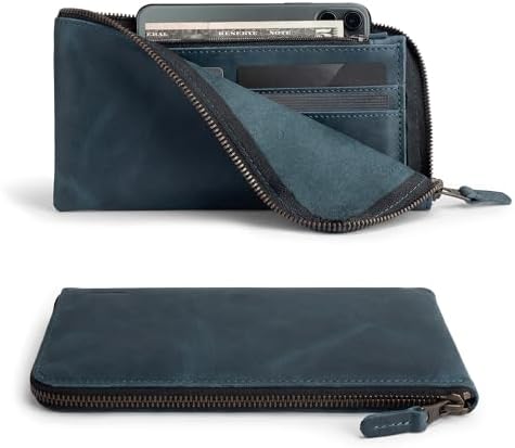 Hide & Drink, Leather Long Zippered Wallet, Holds Up to 8 Cards Plus Coins And Flat Bills, Phone Holder, Travel Essentials, Handmade (Bourbon Brown)