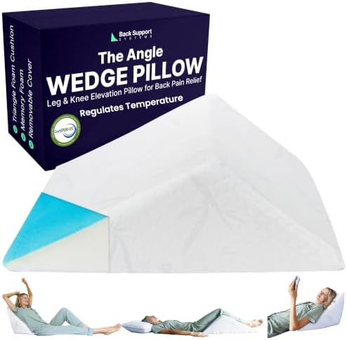 The Angle Wedge Pillow – Leg & Knee Pillow Wedge for Sciatica Pain Relief, Body Pain, Lumbar Decompression – Triangle Foam Cushion Bed Bolster for Lower Back Support, Small | Leg and Knee Pillow Wedge, Body Pain, Lumbar Decompression, Triangle Foam Cushi…