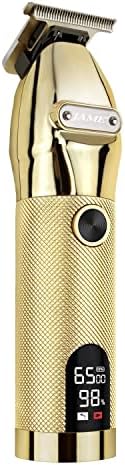 Professional Hair Trimmer Cordless Outlining Trimmer T Liners Clippers for Men Rechargeable LED Display Zero Gapped Trimmers for Barbers（Gold
