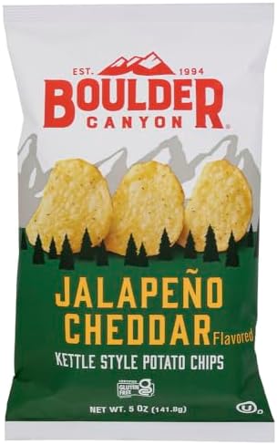 Boulder Potato Chips, Jalapeno Cheddar, 5-Ounce Bags (Pack of 12)